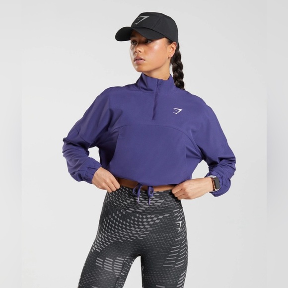 Gymshark Tops - Gymshark PIPPA purple/ navy cropped windbreaker size XS NWOT